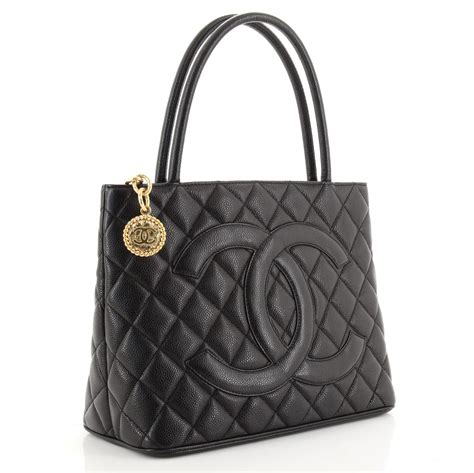 Chanel Medallion Tote Quilted Caviar Gold